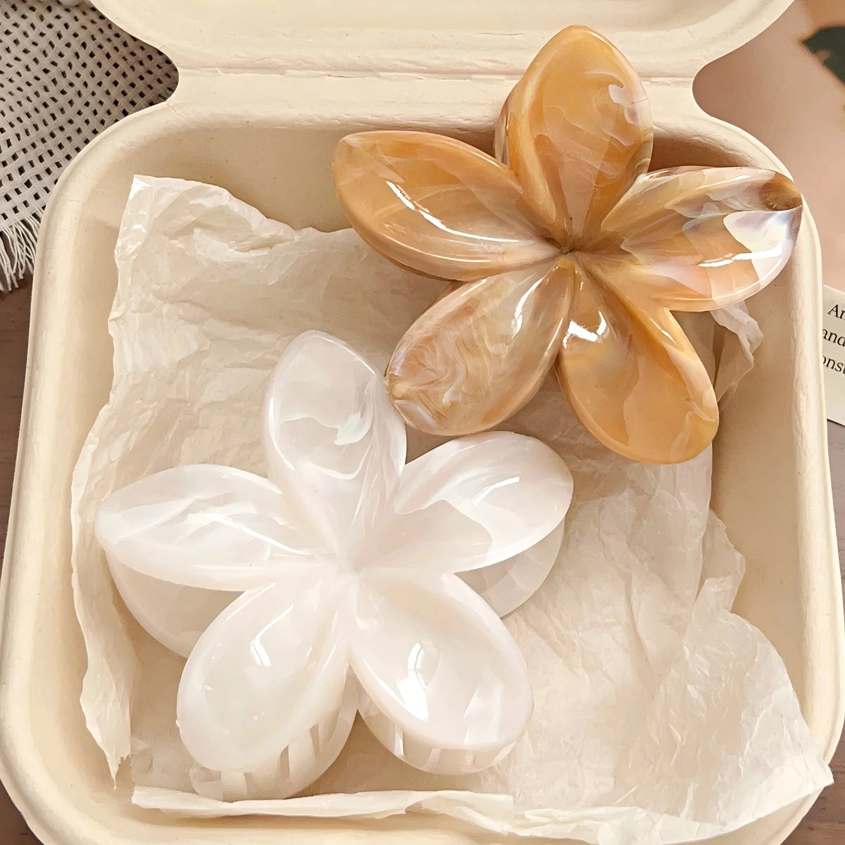 Hawaiian Marble Flower Hair Claw Clips (2 pcs) | Beach Holiday Hair Accessories
