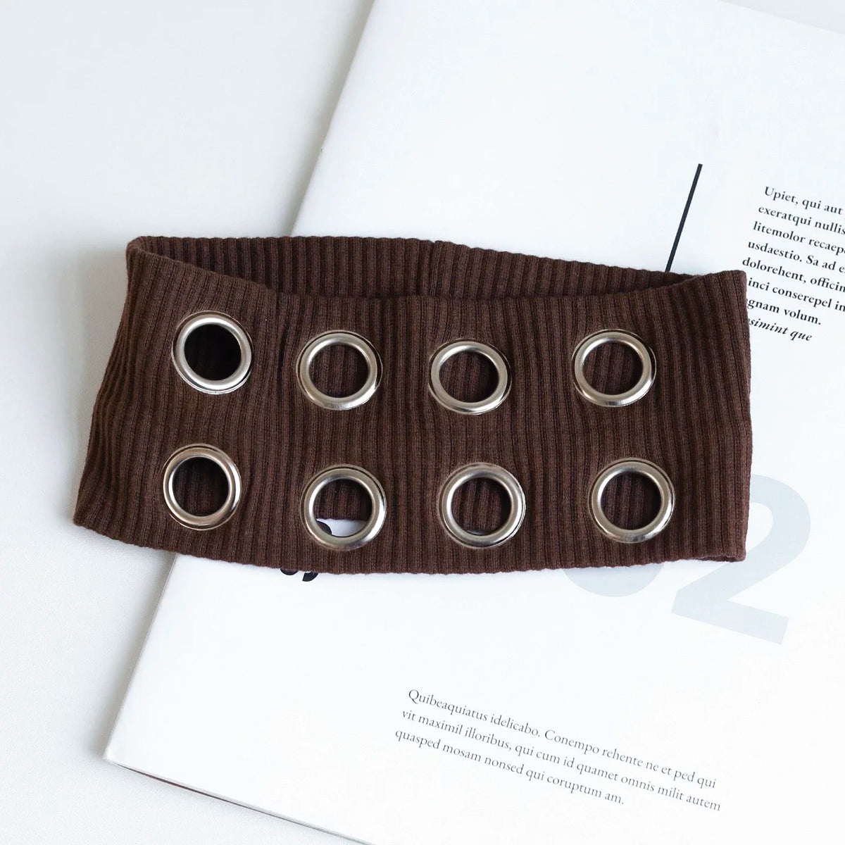 Punk Hollowed-Out Eyelet Headband | Rock Steampunk Wide Elastic Hair Accessory
