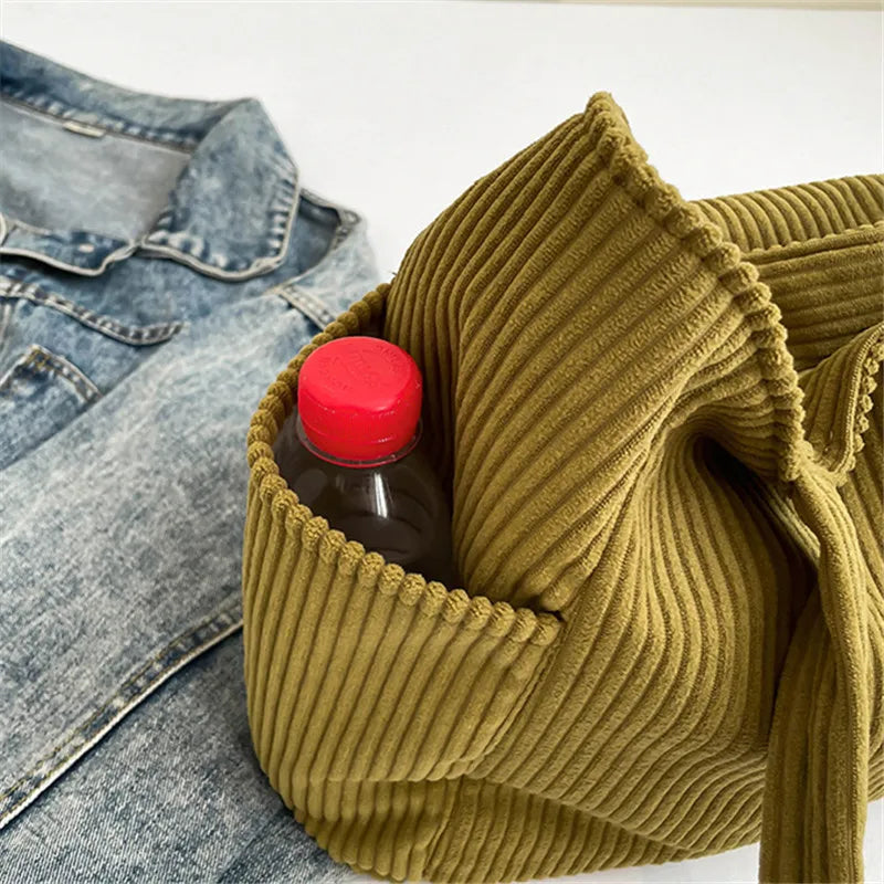 Corduroy Large Capacity Shoulder Bag | Retro Artistic Women's Handbag