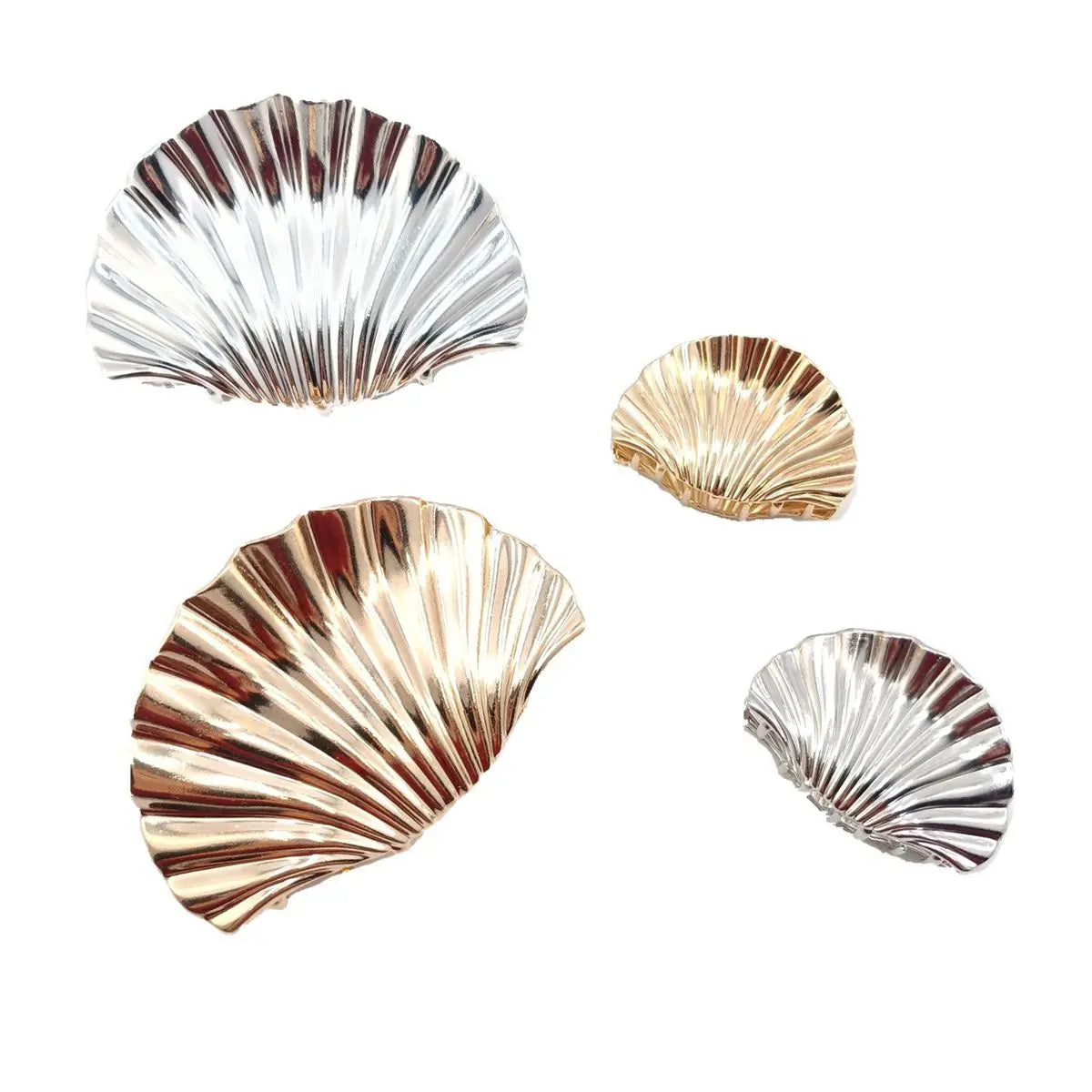 Metal Shell Shape Hair Claw Clips for Women – Irregular Texture Ponytail Hairpin (1/2 PCS)
