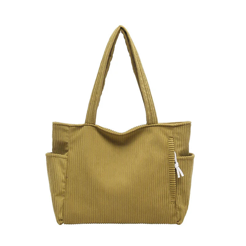 Corduroy Large Capacity Shoulder Bag | Retro Artistic Women's Handbag