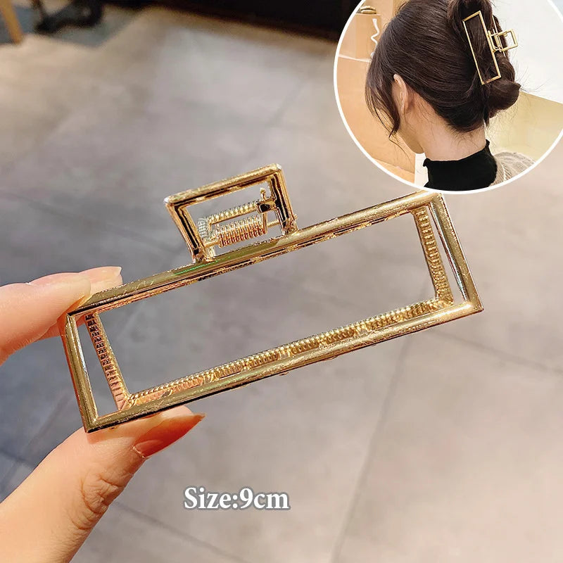 Gold S-Shaped Metal Hair Claw Clip for Women – Elegant Korean Duckbill Ponytail Clip