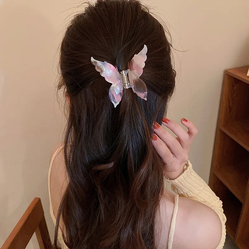 Vintage Butterfly Acetate Hair Claw Clip – Sweet Trendy Barrette for Women & Girls