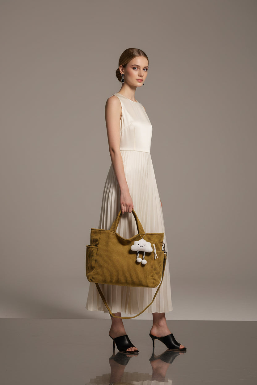 Corduroy Large Capacity Shoulder Bag | Retro Artistic Women's Handbag