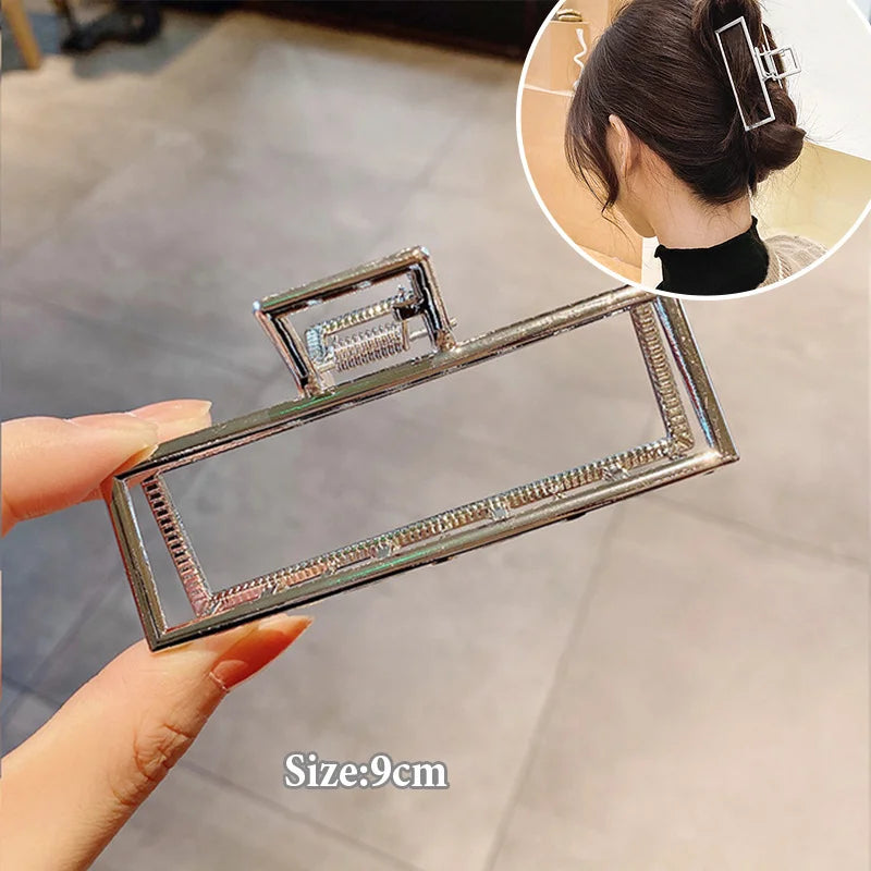 Gold S-Shaped Metal Hair Claw Clip for Women – Elegant Korean Duckbill Ponytail Clip