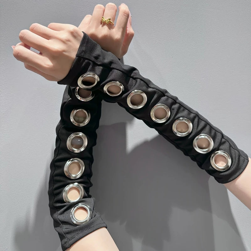 Punk Hollowed-Out Eyelet Headband | Rock Steampunk Wide Elastic Hair Accessory