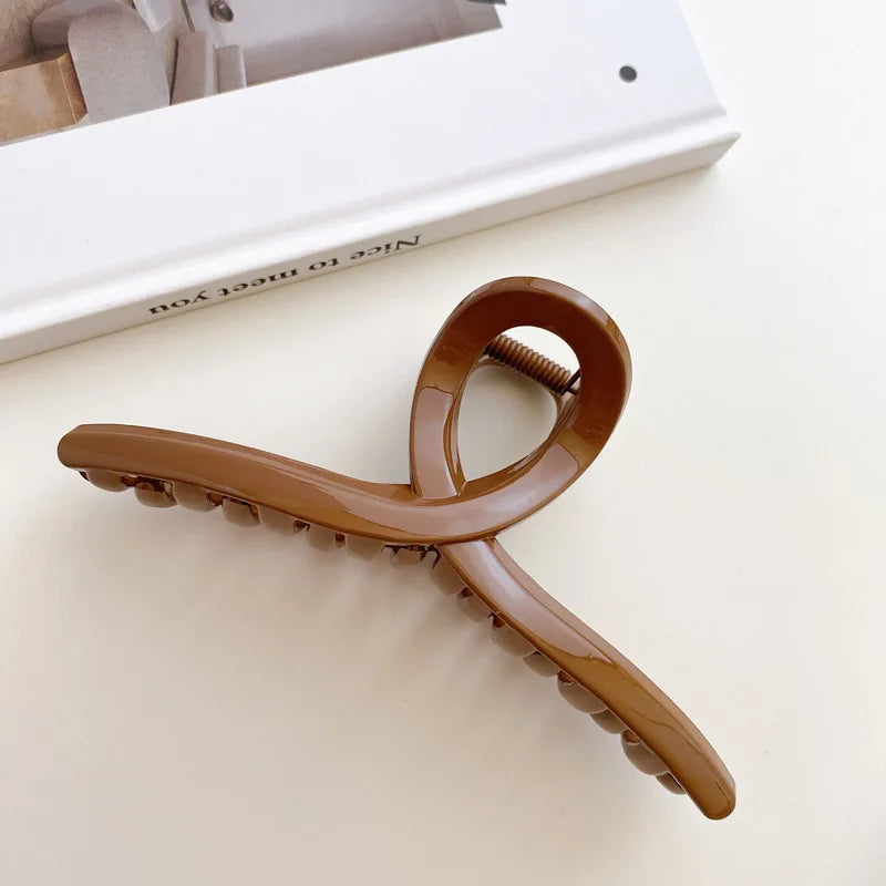 Gold S-Shaped Metal Hair Claw Clip for Women – Elegant Korean Duckbill Ponytail Clip