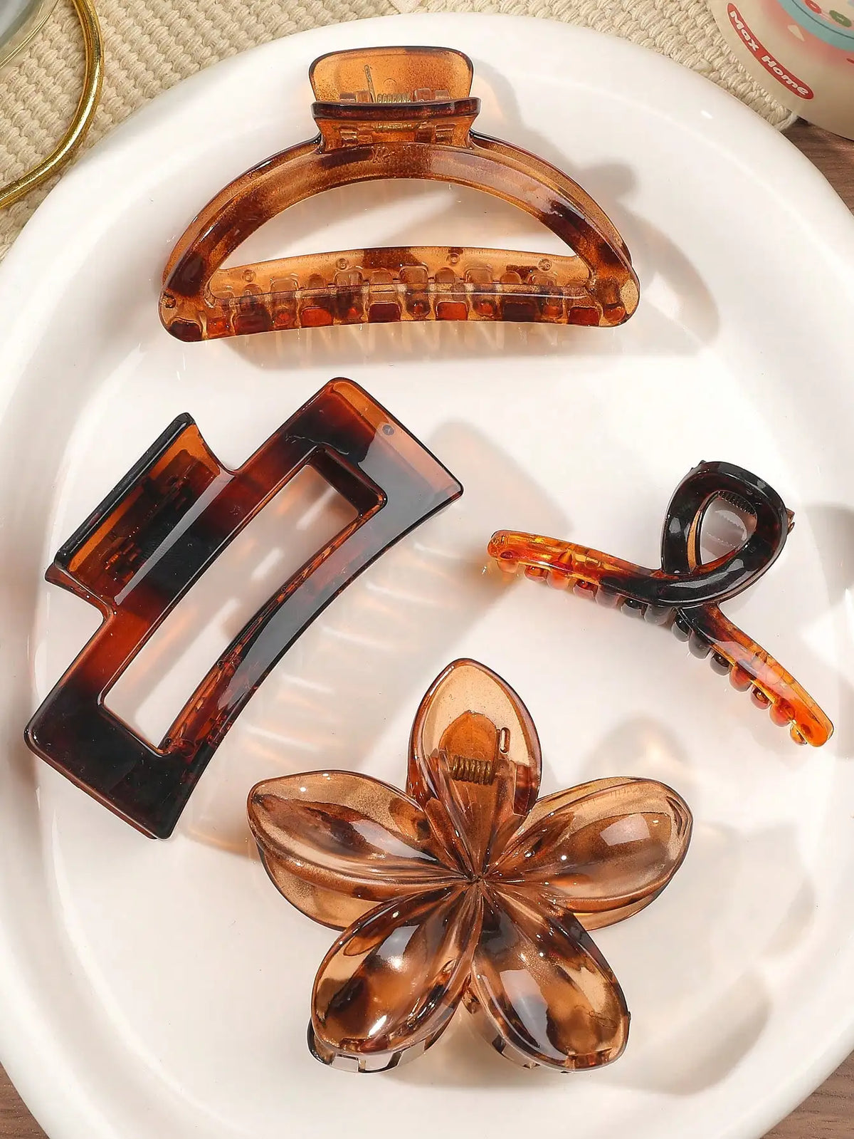 Burgundy Bow Hair Claw Clips Set (4 pcs) | Multi-Style Autumn Red Hair Accessories