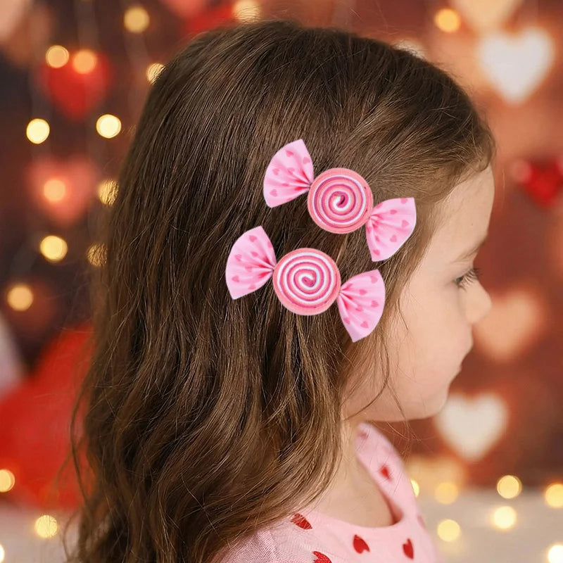 Cute Lollipop Heart Butterfly Bow Hair Clips for Girls – Sweet Kids Hair Accessory (1 Pair)