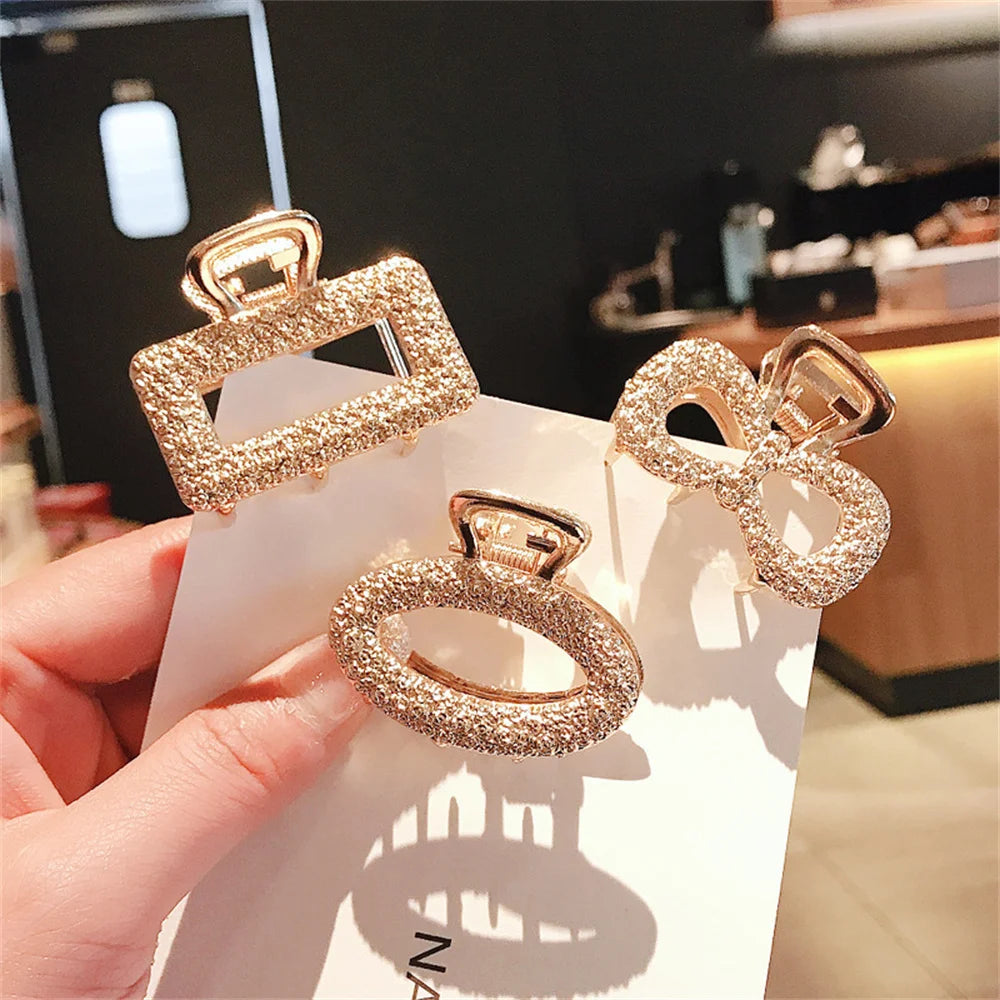 Crystal Metal Hair Claw Clip for Women – Small Strong Hold Nonslip Hairpin for Thin & Thick Hair