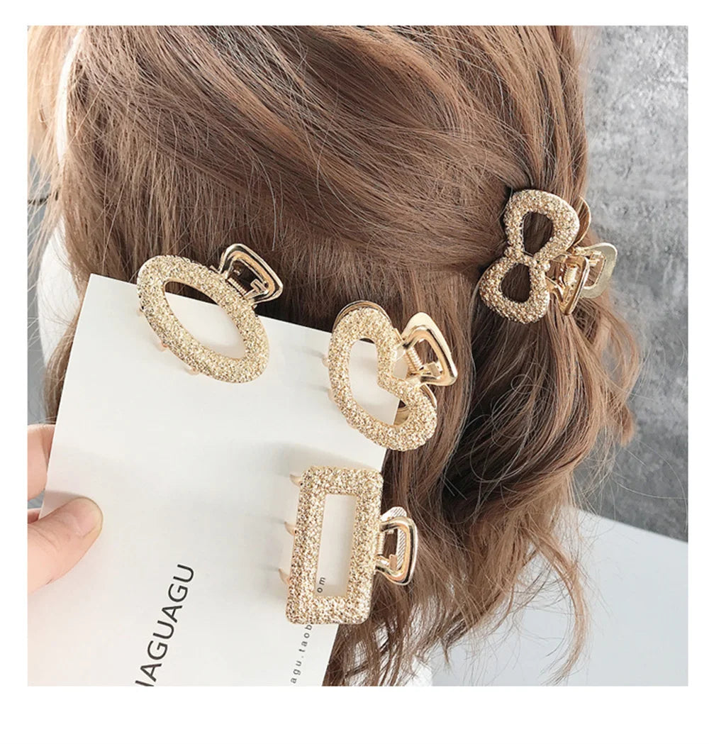 Crystal Metal Hair Claw Clip for Women – Small Strong Hold Nonslip Hairpin for Thin & Thick Hair