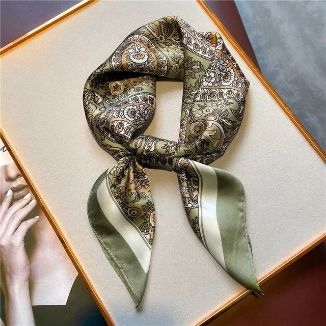 70cm Hair Print Silk-Feel Scarf | Women's Luxury Neck Tie & Shawl Wrap
