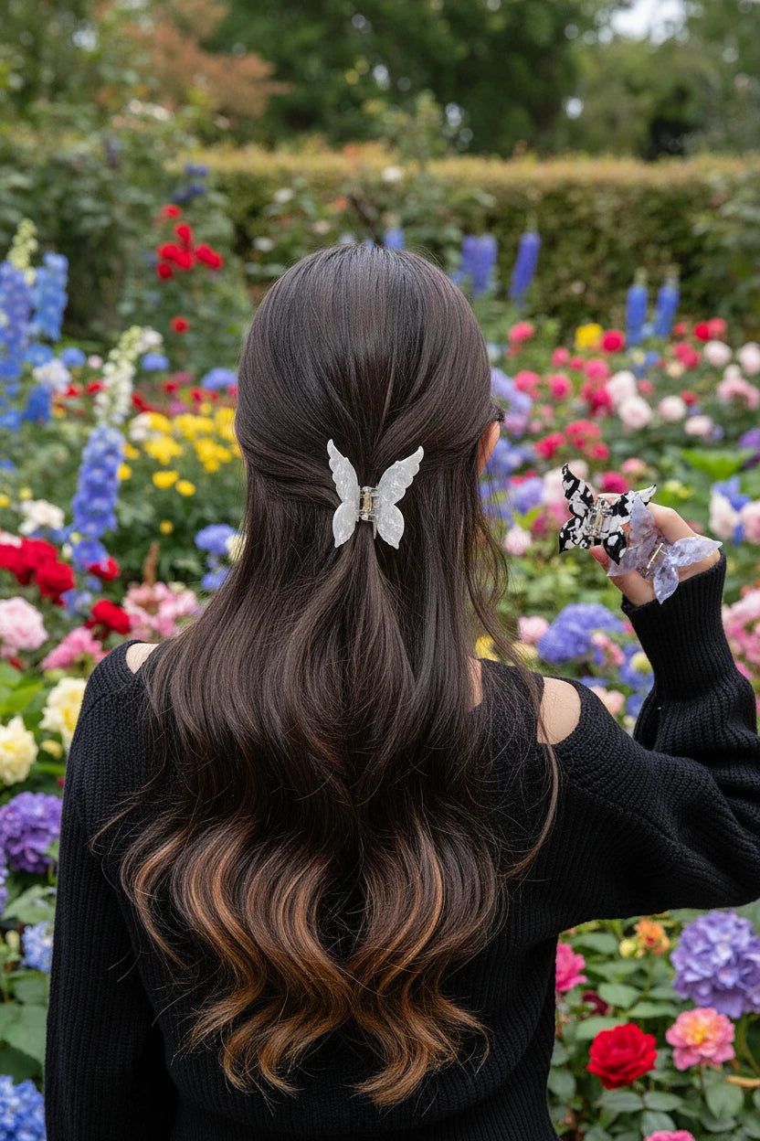 Butterfly Hair Claw Clip – Sweet French Acetate Barrette for Women