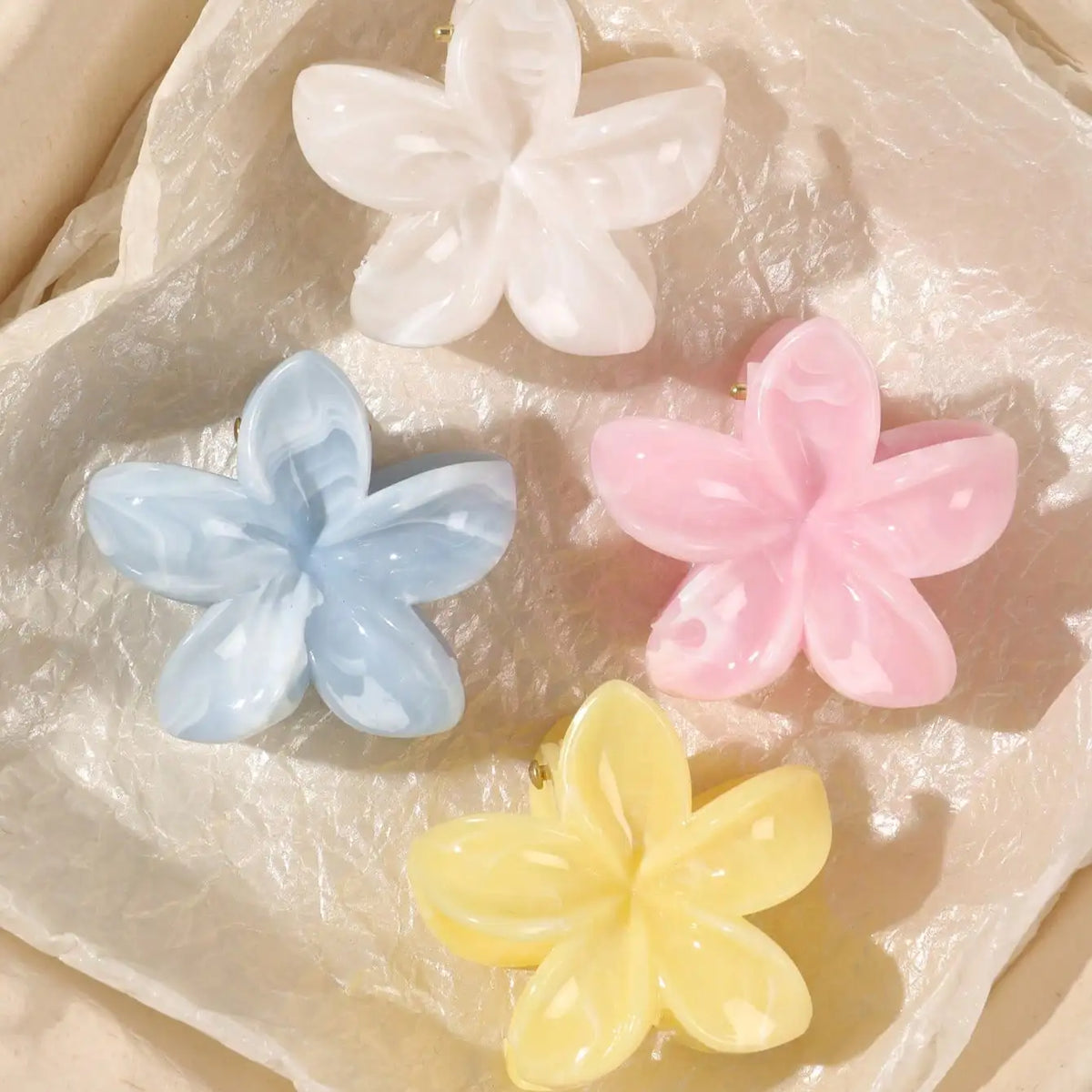 4Pcs Multicolor Flower Hair Claw Clips for Women – Nonslip Cute Plastic Barrette Set