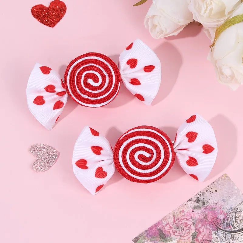Cute Lollipop Heart Butterfly Bow Hair Clips for Girls – Sweet Kids Hair Accessory (1 Pair)