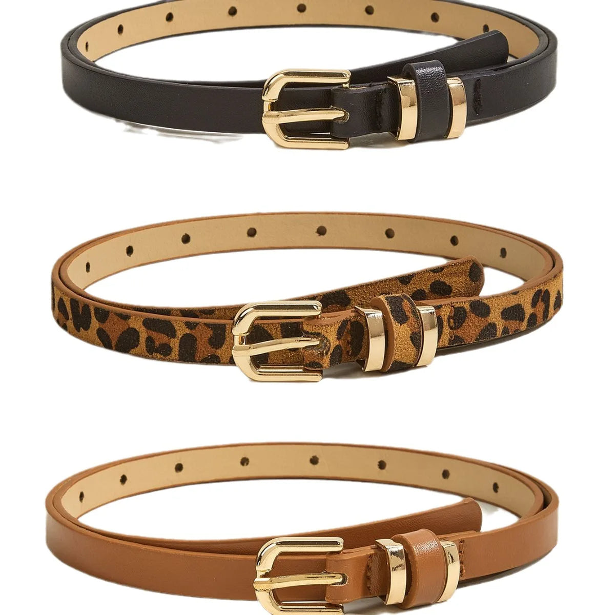 Women's Slim PU Leather Waist Belt | Minimalist Black Dress Belt