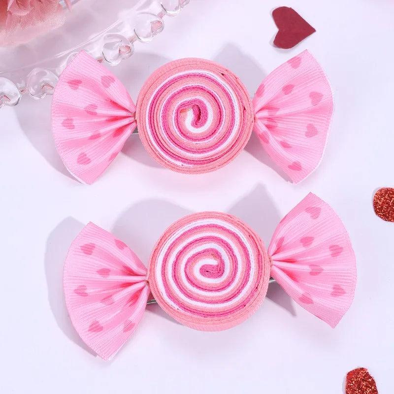 Cute Lollipop Heart Butterfly Bow Hair Clips for Girls – Sweet Kids Hair Accessory (1 Pair)