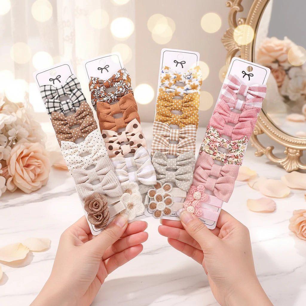 Mini Bow Hair Clips Set – 20 Pcs | Cute Daisy Barrettes for Girls