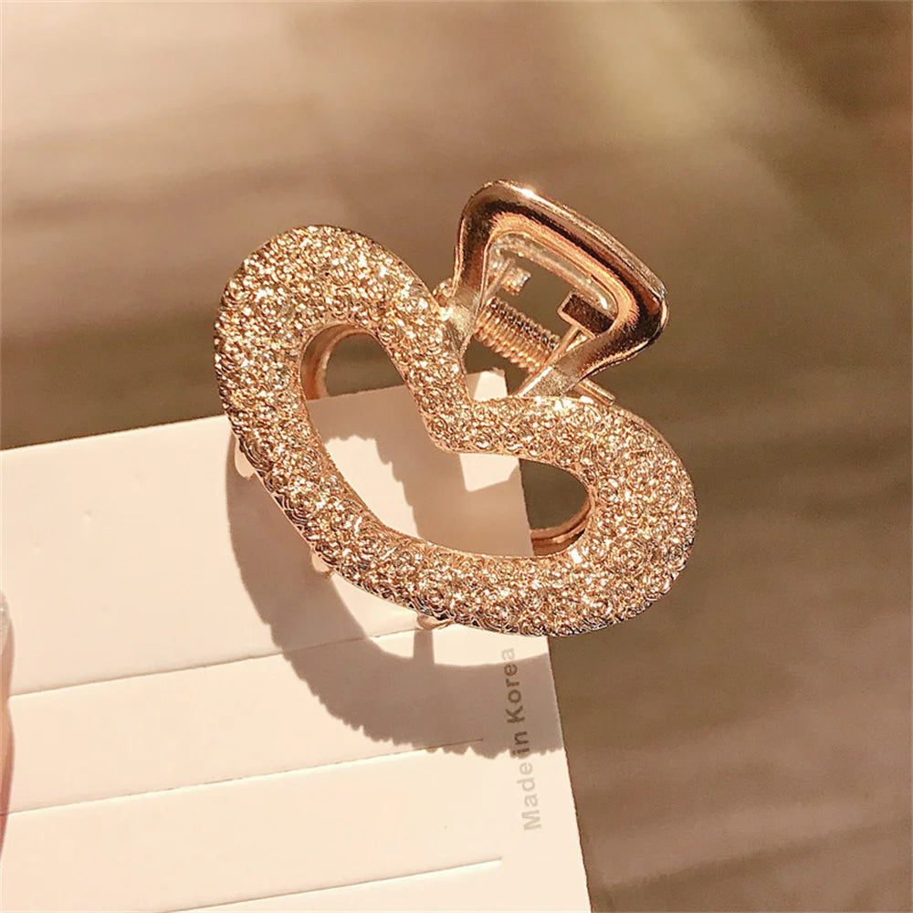 Crystal Metal Hair Claw Clip for Women – Small Strong Hold Nonslip Hairpin for Thin & Thick Hair