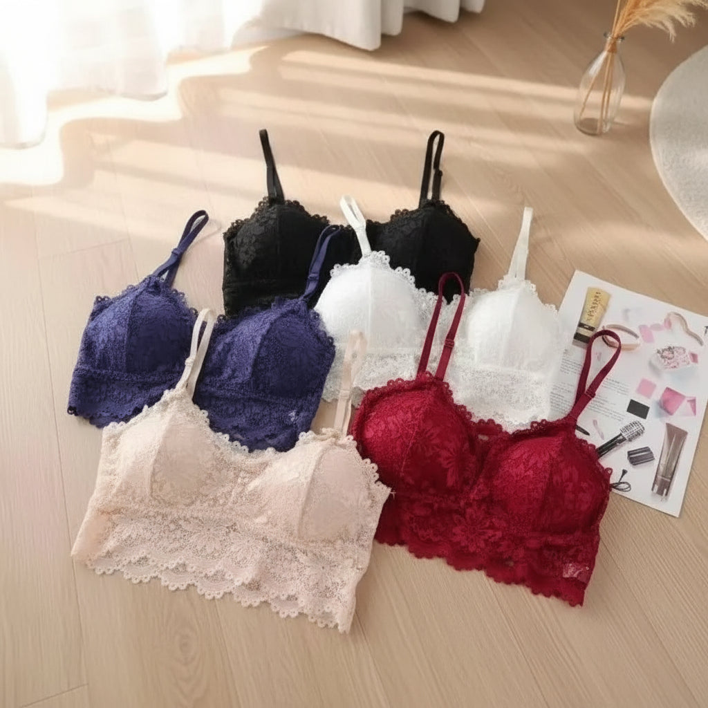 Lace Back Bra | Wire-Free Gather Support Bra for Small Busts