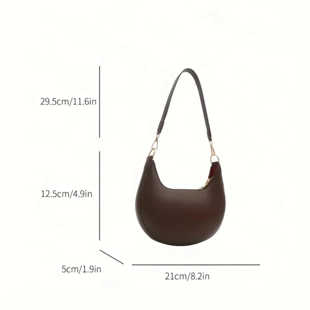 Moon-Shaped PU Leather Shoulder Bag | Women's Minimalist Tote Handbag