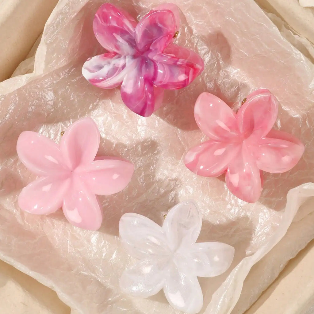 4Pcs Multicolor Flower Hair Claw Clips for Women – Nonslip Cute Plastic Barrette Set
