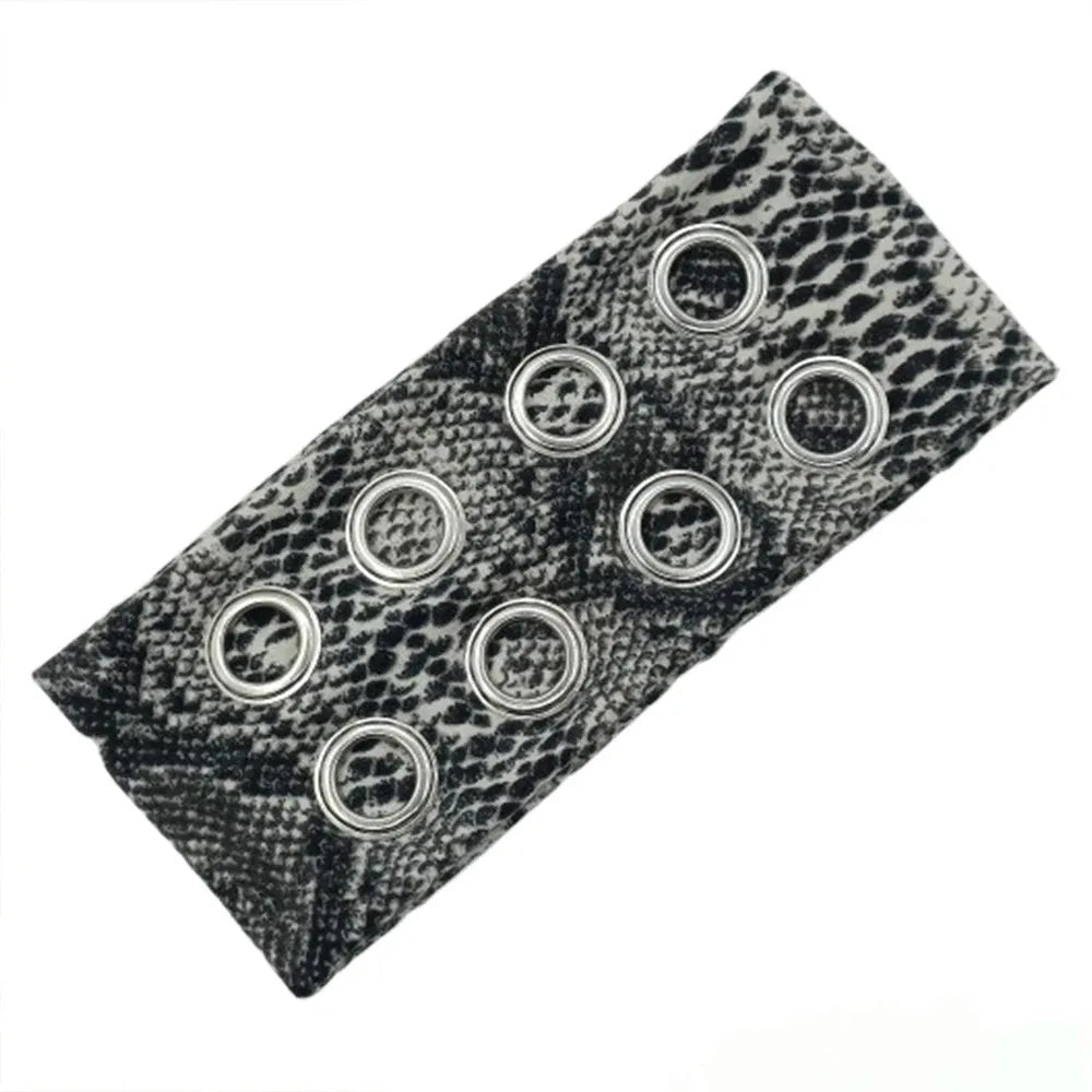 Punk Hollowed-Out Eyelet Headband | Rock Steampunk Wide Elastic Hair Accessory