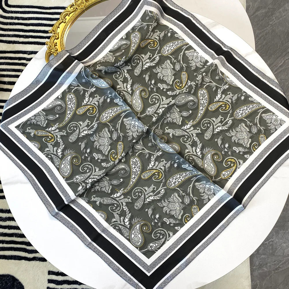 70cm Hair Print Silk-Feel Scarf | Women's Luxury Neck Tie & Shawl Wrap