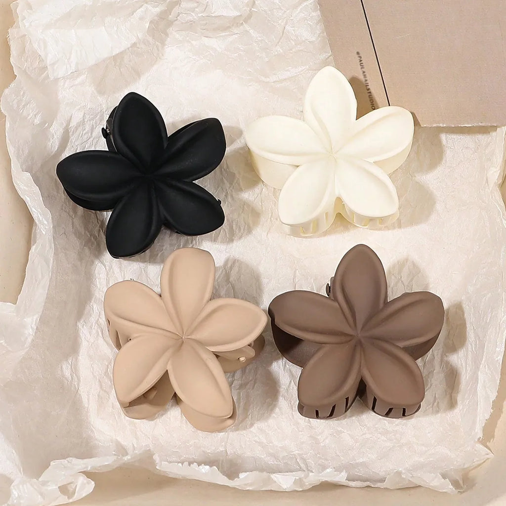 4Pcs Multicolor Flower Hair Claw Clips for Women – Nonslip Cute Plastic Barrette Set