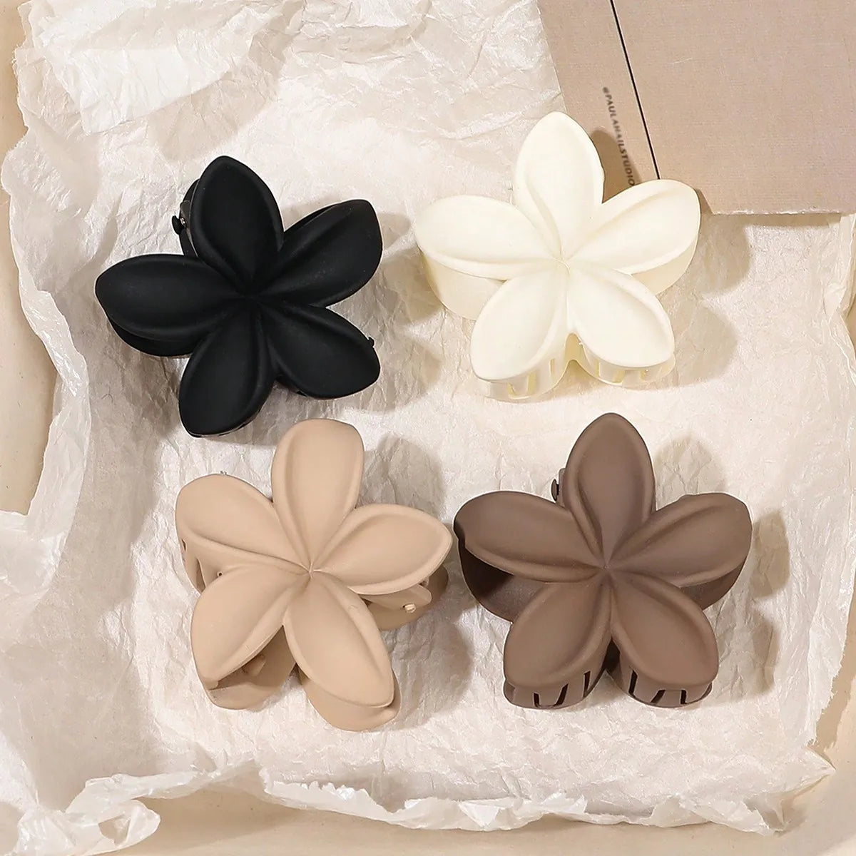 4Pcs Multicolor Flower Hair Claw Clips for Women – Nonslip Cute Plastic Barrette Set