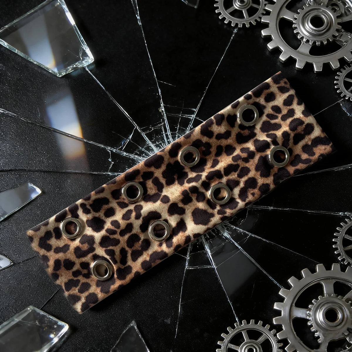 Punk Hollowed-Out Eyelet Headband | Rock Steampunk Wide Elastic Hair Accessory