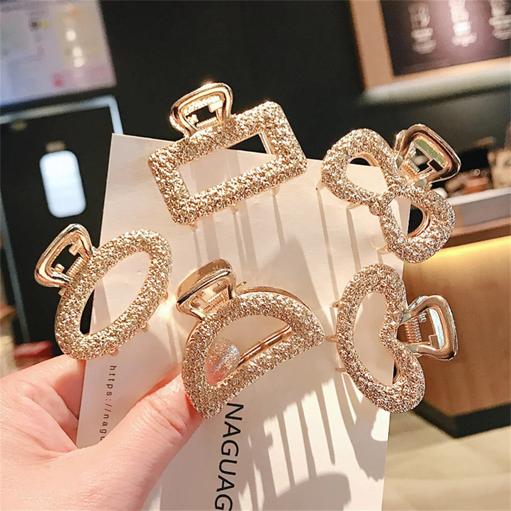 Crystal Metal Hair Claw Clip for Women – Small Strong Hold Nonslip Hairpin for Thin & Thick Hair