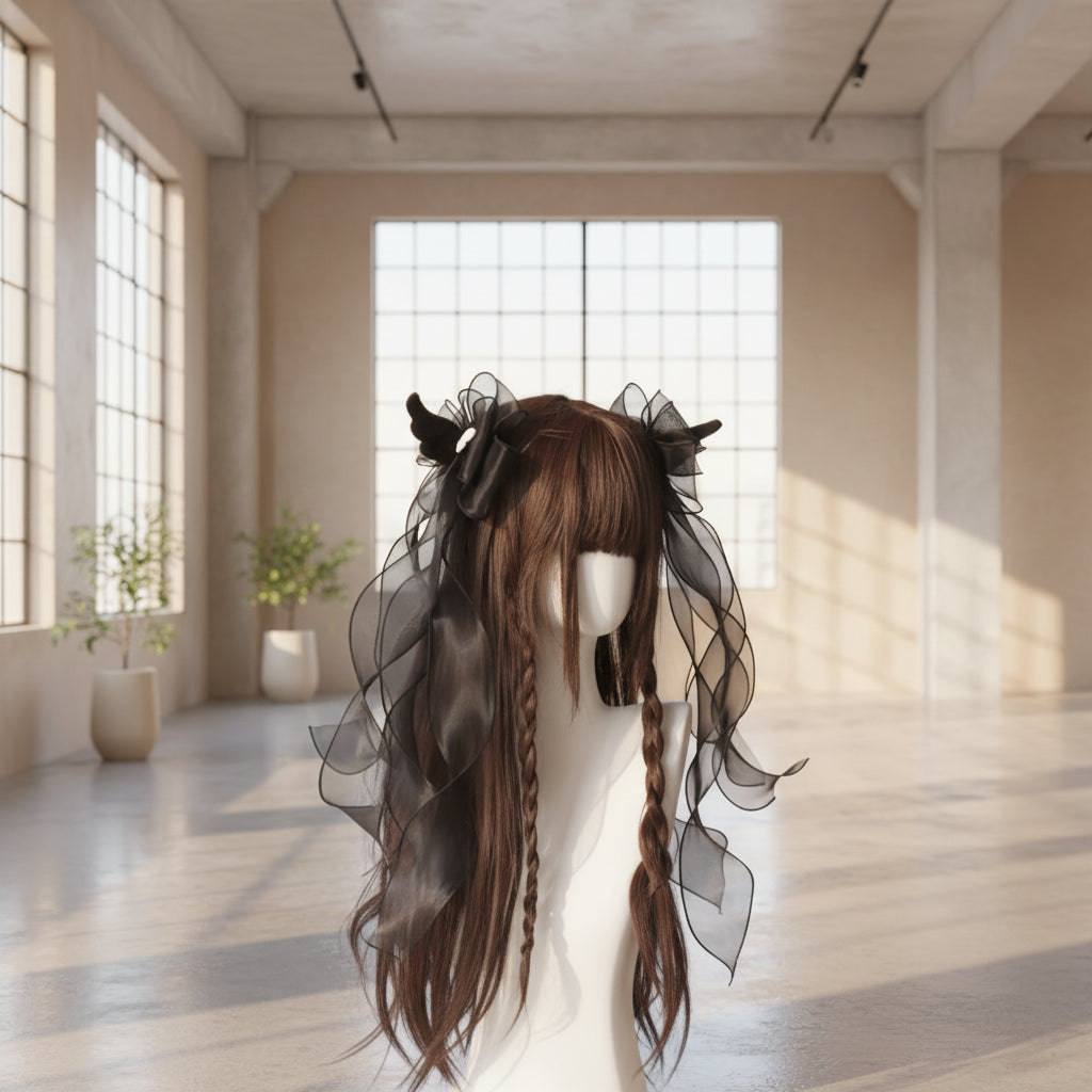 Angel Wing Big Bow Hair Clip | Y2K Harajuku Gothic Hair Accessory