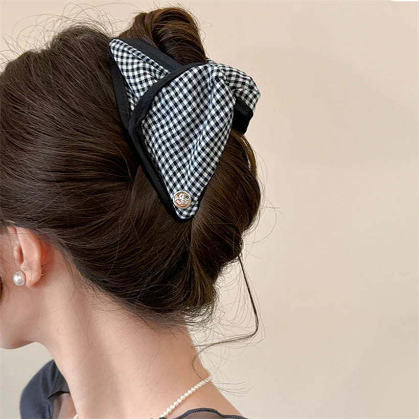 Rhinestone & Pearl Bow Hair Claw Clip | Elegant Women's Hair Accessory