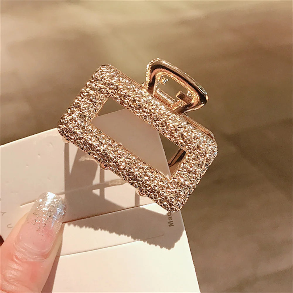 Crystal Metal Hair Claw Clip for Women – Small Strong Hold Nonslip Hairpin for Thin & Thick Hair