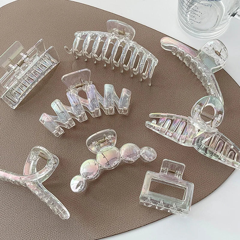 Colorful Transparent Geometric Hair Claw Clip for Women – Sweet Y2K Hair Accessory