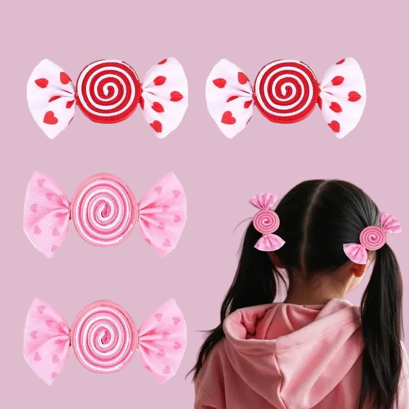 Cute Lollipop Heart Butterfly Bow Hair Clips for Girls – Sweet Kids Hair Accessory (1 Pair)