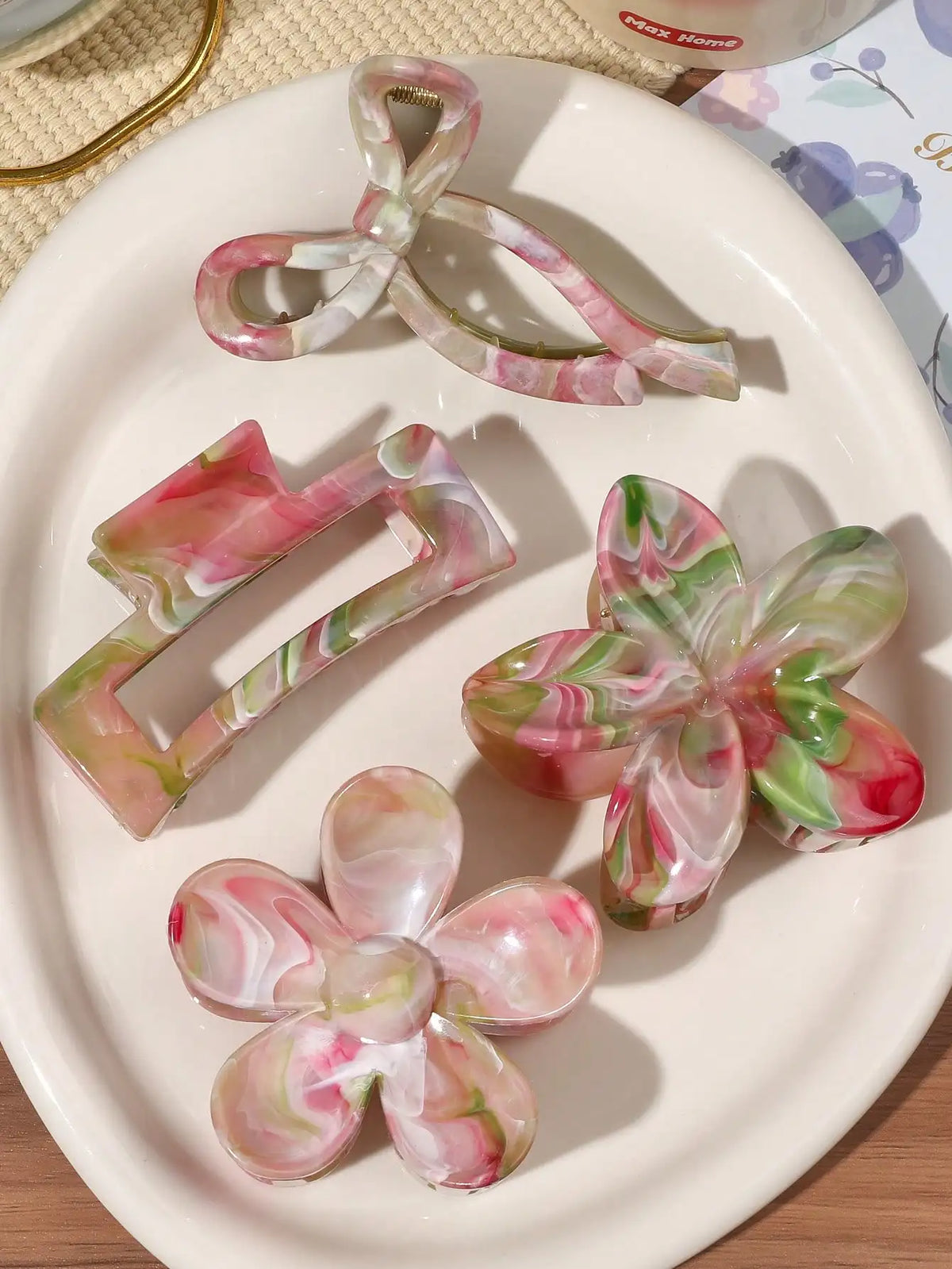Burgundy Bow Hair Claw Clips Set (4 pcs) | Multi-Style Autumn Red Hair Accessories