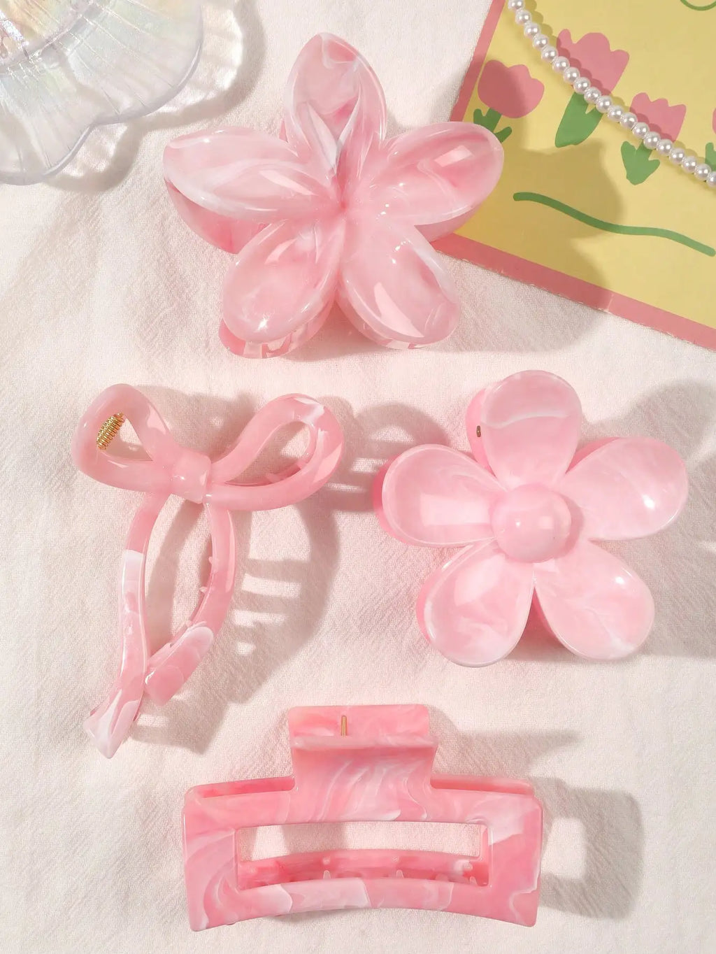Burgundy Bow Hair Claw Clips Set (4 pcs) | Multi-Style Autumn Red Hair Accessories