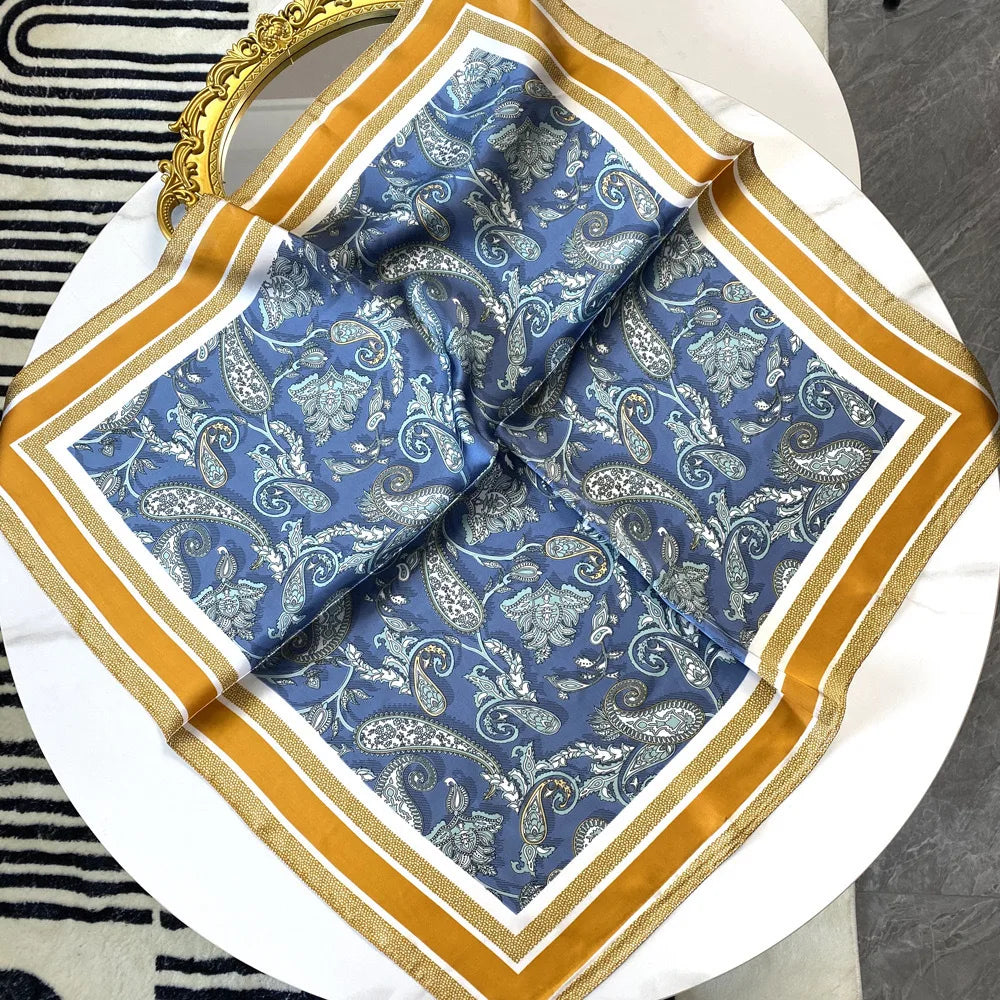 70cm Hair Print Silk-Feel Scarf | Women's Luxury Neck Tie & Shawl Wrap