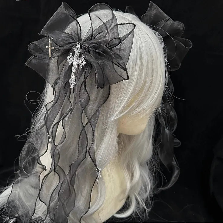 Angel Wing Big Bow Hair Clip | Y2K Harajuku Gothic Hair Accessory