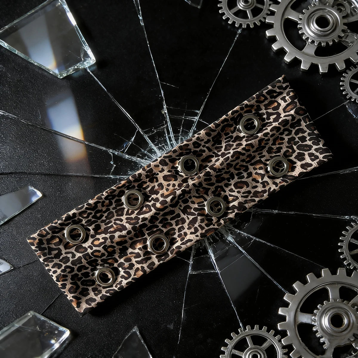 Punk Hollowed-Out Eyelet Headband | Rock Steampunk Wide Elastic Hair Accessory