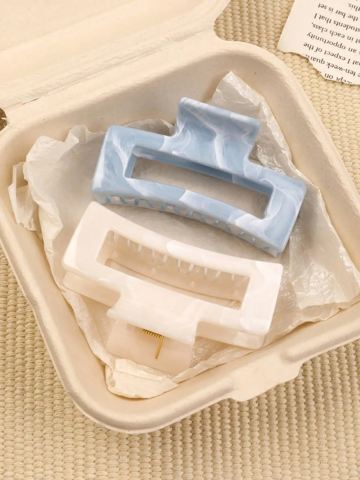 Large Marble Hair Claw Clips Set (2 pcs) | Strong Hold Banana Jaw Clips for Thick Hair