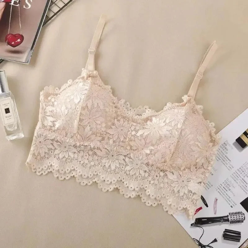 Lace Back Bra | Wire-Free Gather Support Bra for Small Busts