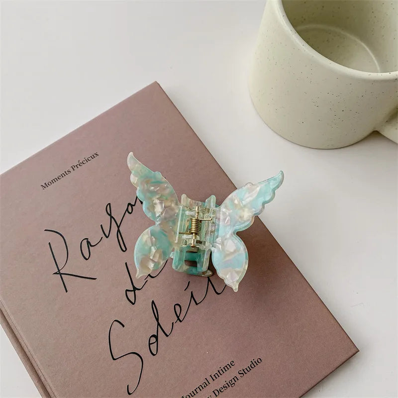 Vintage Butterfly Acetate Hair Claw Clip – Sweet Trendy Barrette for Women & Girls