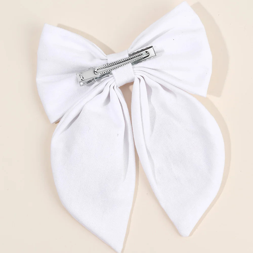 Rabbit Embroidery Bow Hair Clip for Girls – Handmade Bunny Fabric Barrette Kids Accessory
