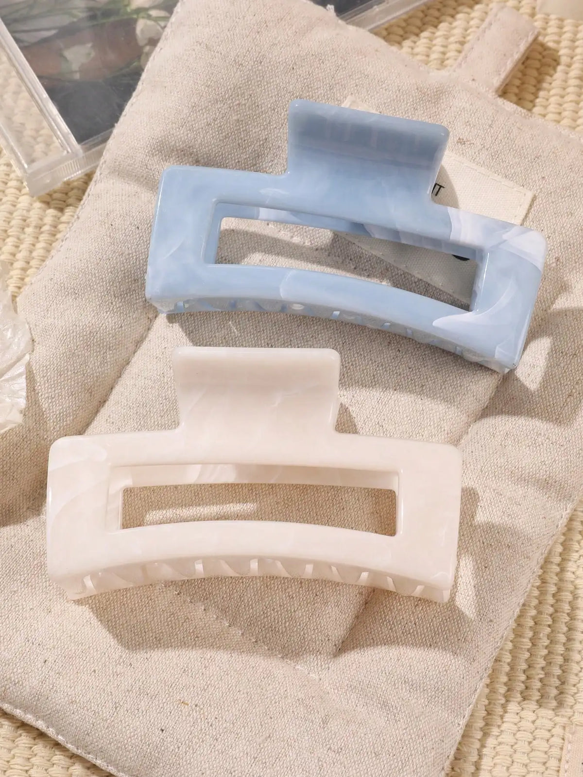Large Marble Hair Claw Clips Set (2 pcs) | Strong Hold Banana Jaw Clips for Thick Hair