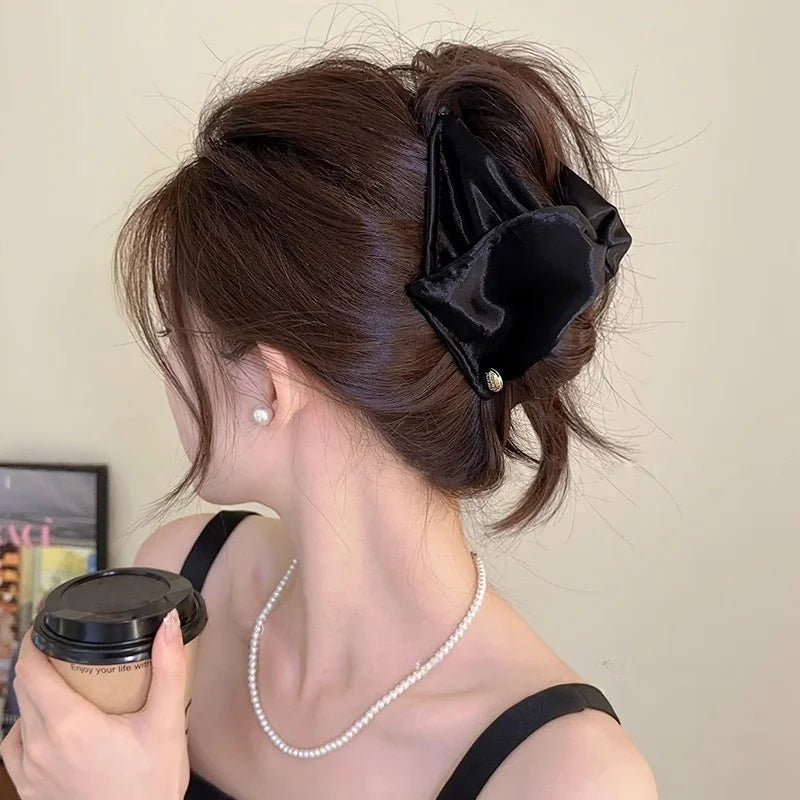 Rhinestone & Pearl Bow Hair Claw Clip | Elegant Women's Hair Accessory