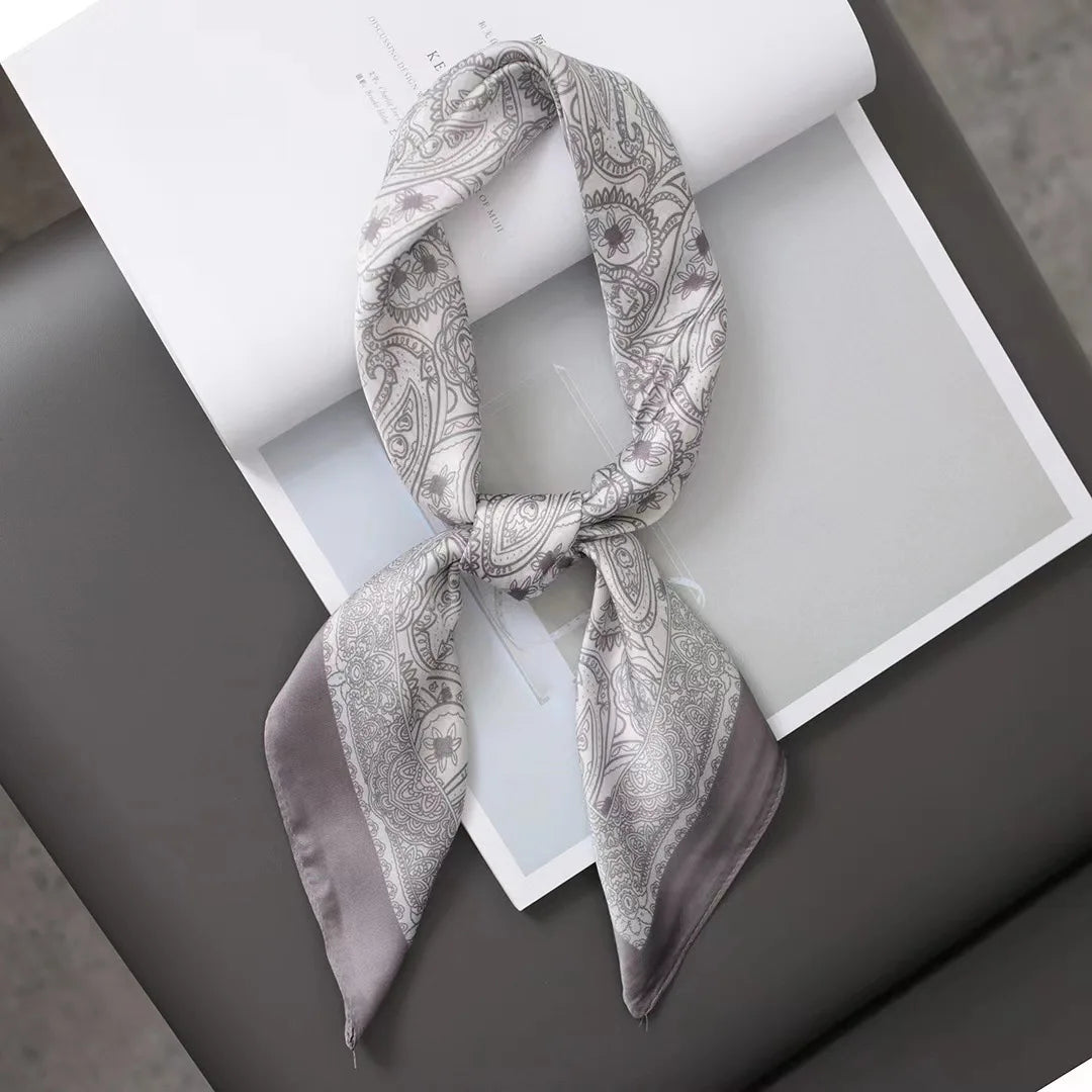 70cm Hair Print Silk-Feel Scarf | Women's Luxury Neck Tie & Shawl Wrap