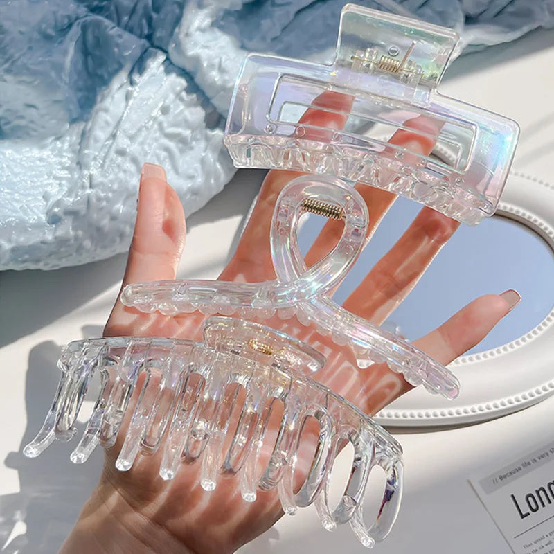 Colorful Transparent Geometric Hair Claw Clip for Women – Sweet Y2K Hair Accessory